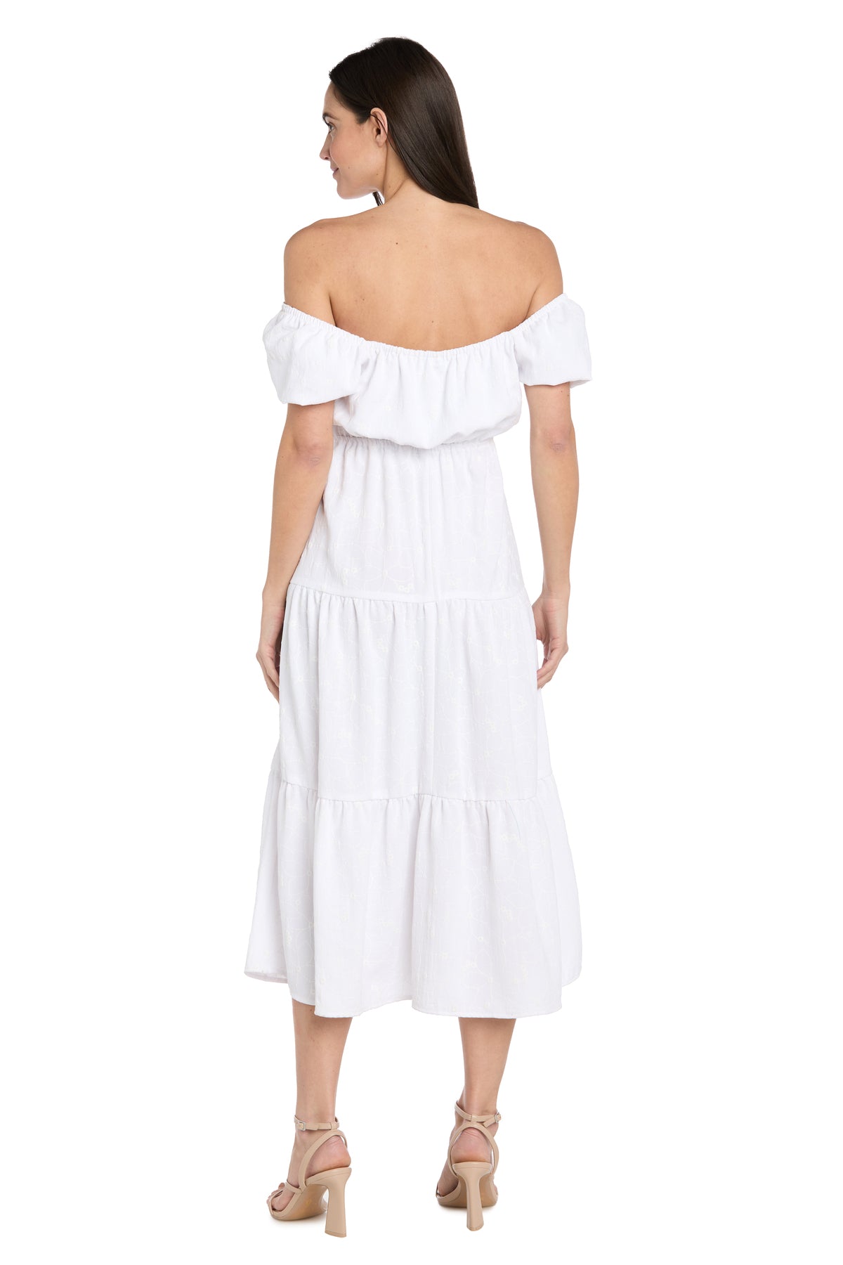 Cocktail Dresses Short Cocktail Tiered Midi Length Dress White