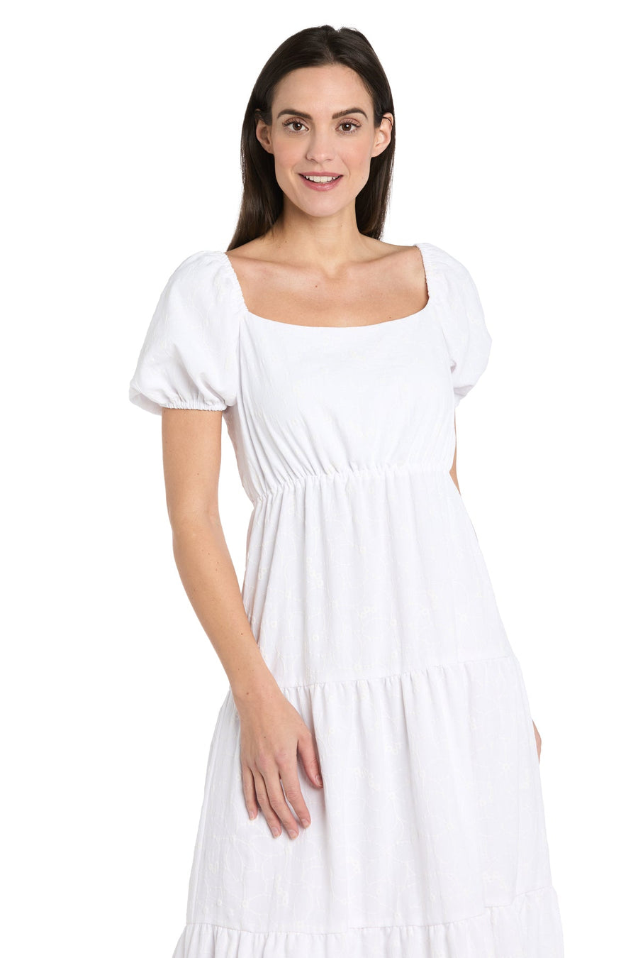 Cocktail Dresses Short Cocktail Tiered Midi Length Dress White