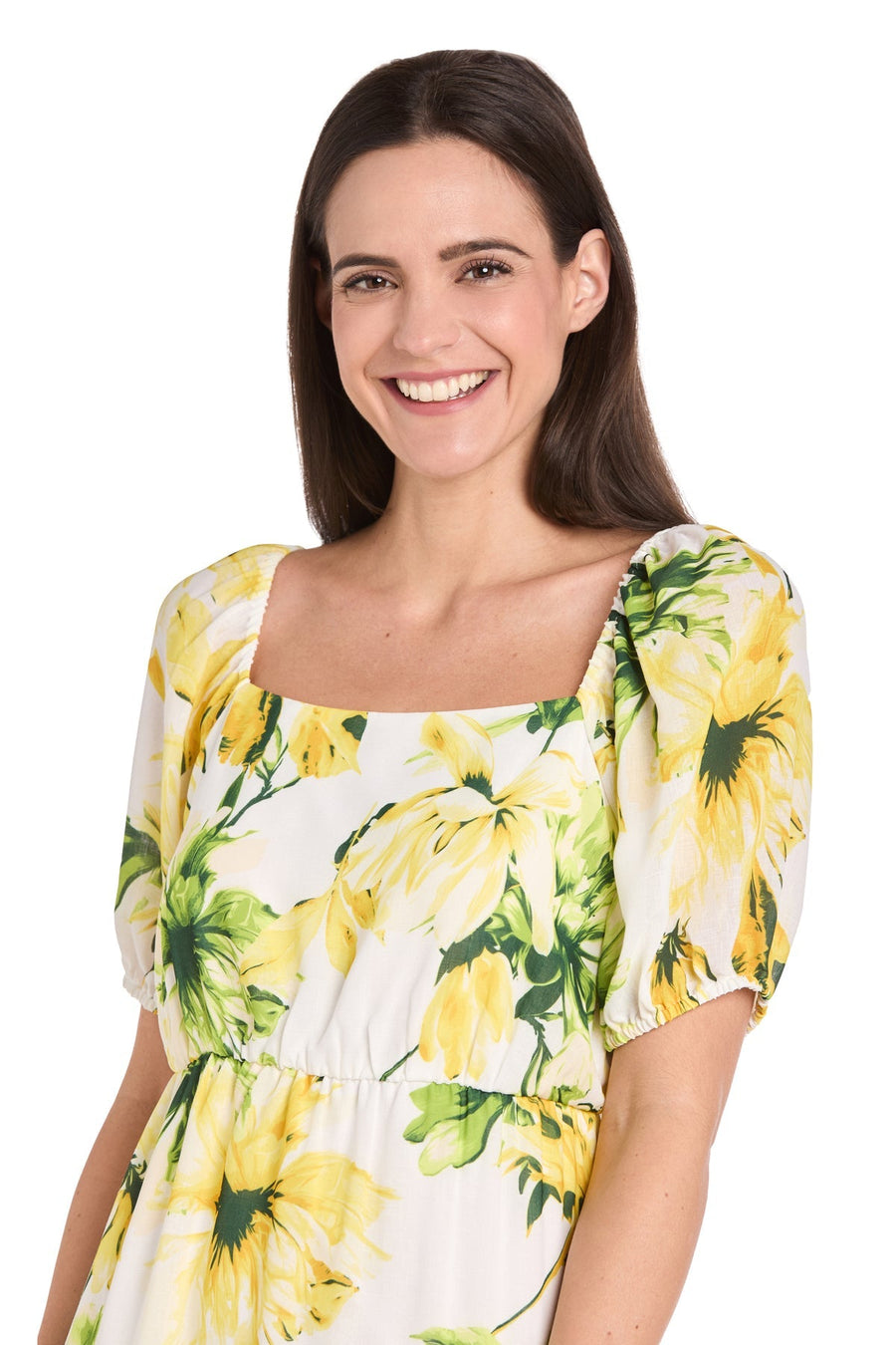 Cocktail Dresses Printed A Line Petite Cocktail Dress Yellow/Green/White