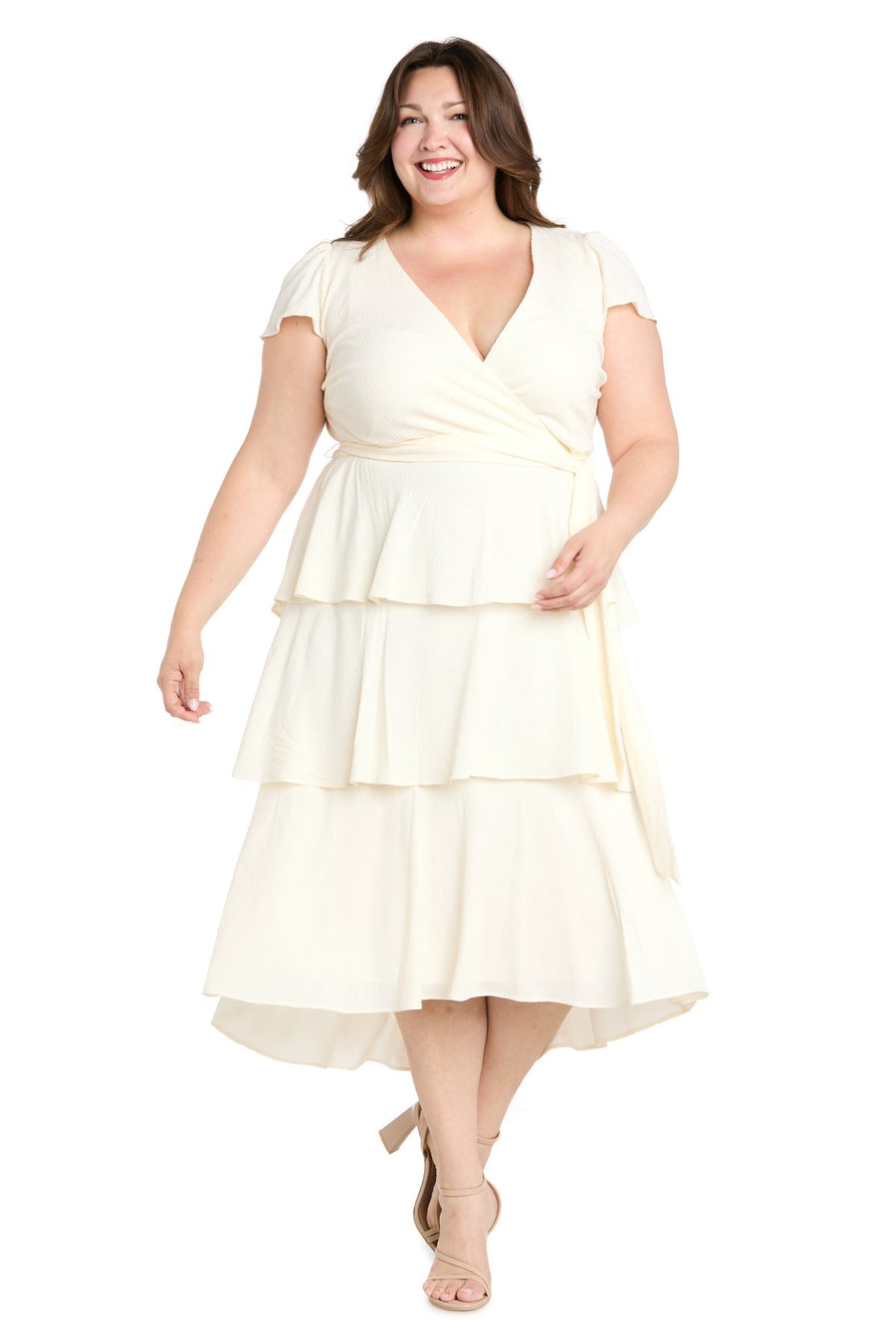 Plus Size Dresses Plus Size High Low Tiered Cocktail Dress White