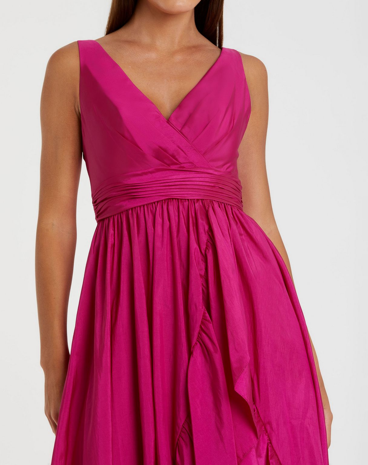 Prom Dresses High Low Taffeta Ruffle Dress Magenta
