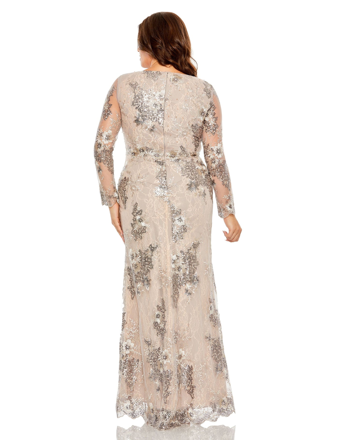 Plus Size Dresses Formal Prom Long Sleeve Plus Size Dress Taupe