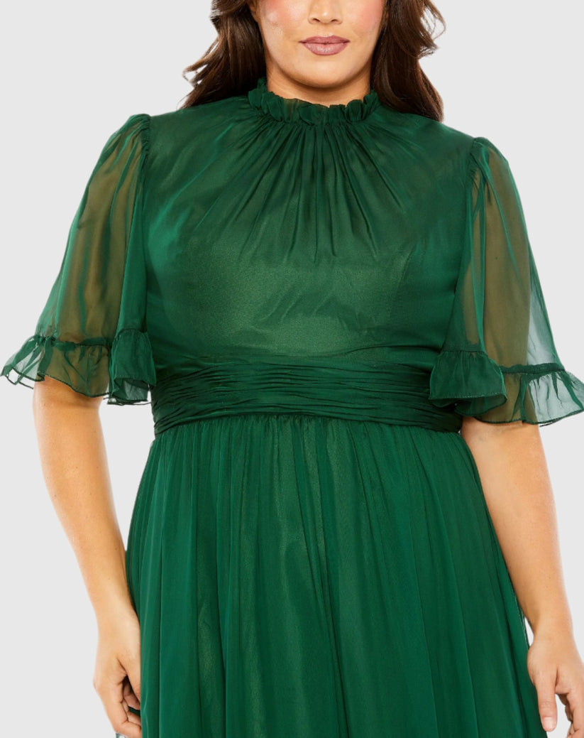 Plus Size Dresses High Low Formal Ruffle Tiered Plus Size Dress Emerald
