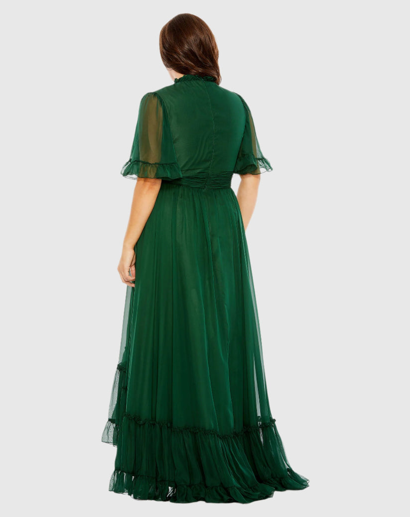 Plus Size Dresses High Low Formal Ruffle Tiered Plus Size Dress Emerald