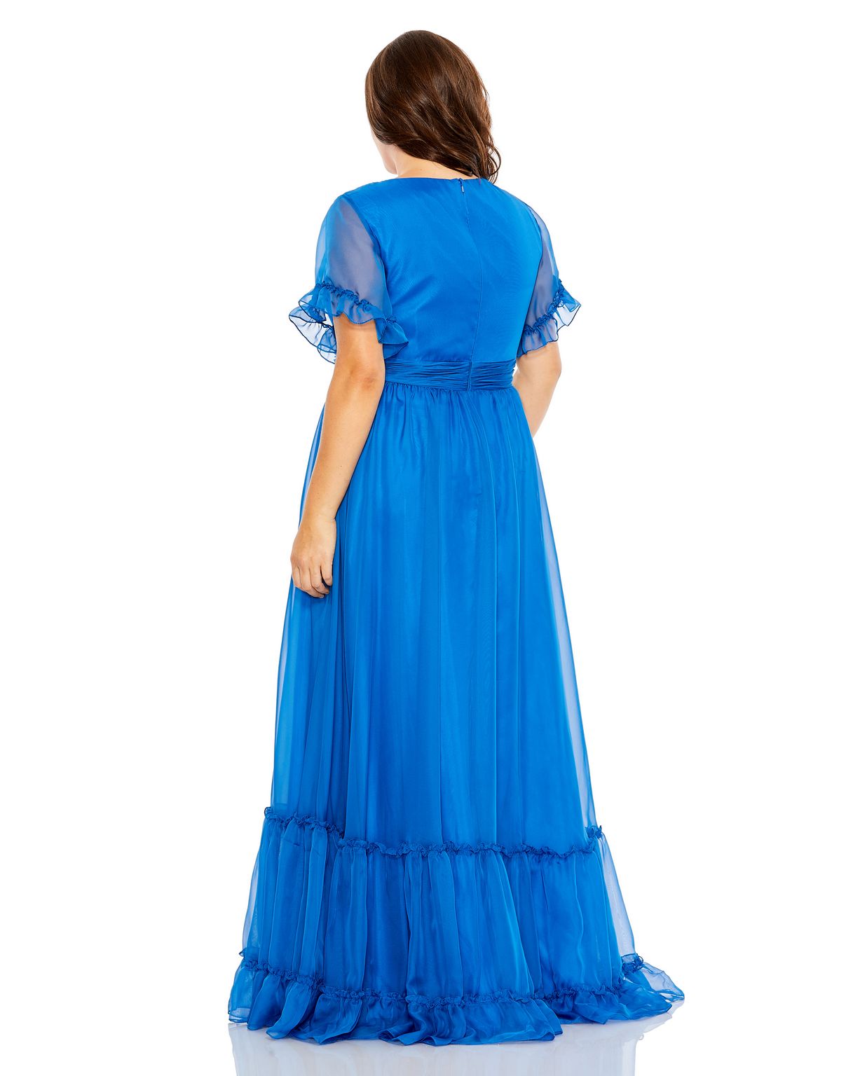 Plus Size Dresses Tiered Long Plus Size Formal Dress Ocean Blue