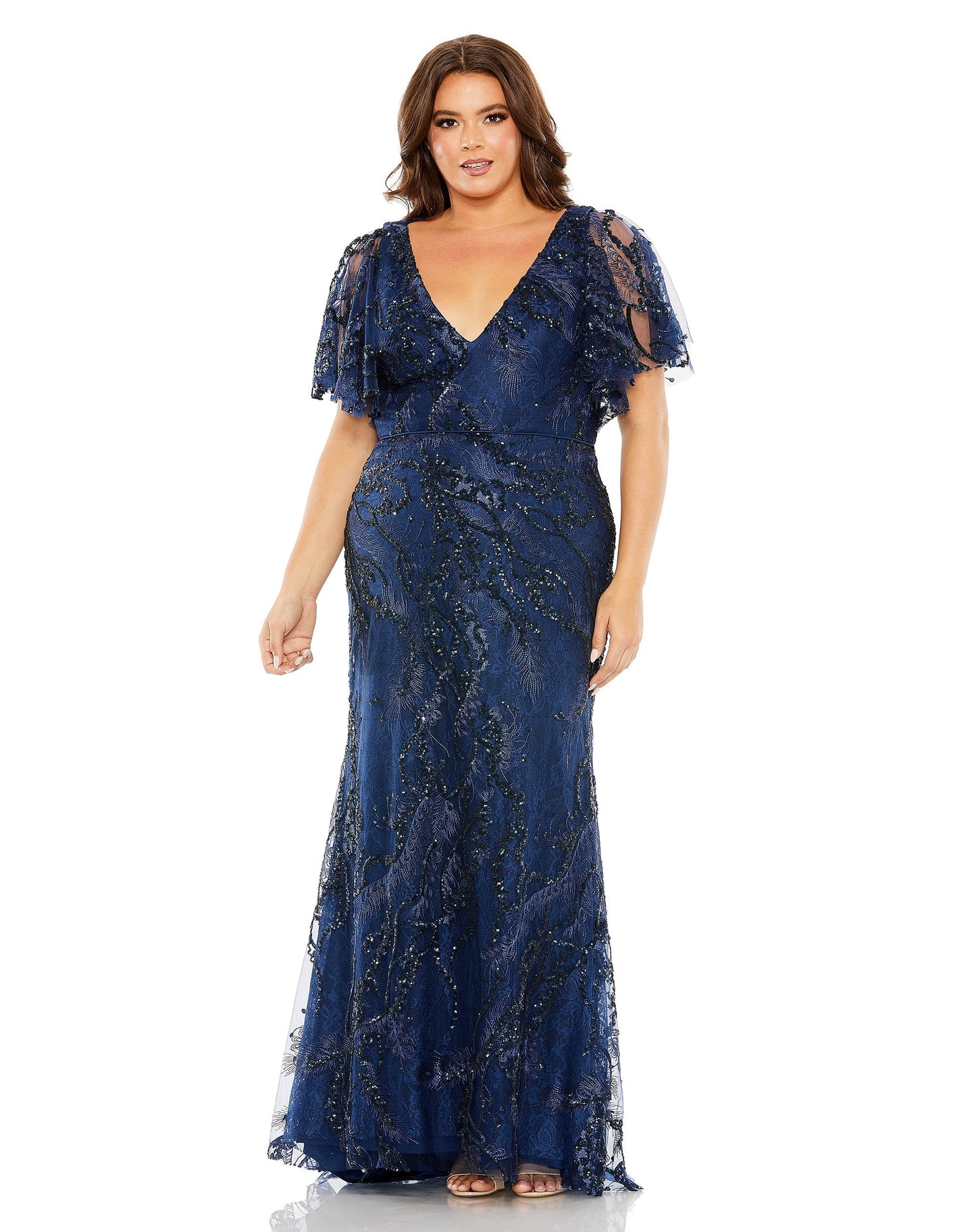 Plus Size Dresses Plus Size Long Formal Sequins Dress Midnight