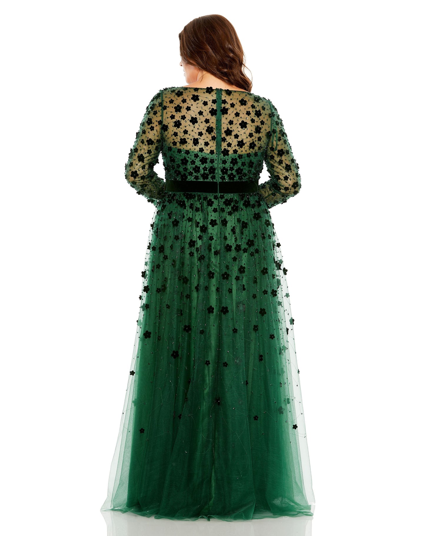 Plus Size Dresses  Long Sleeve Plus Size A Line Formal Gown Emerald