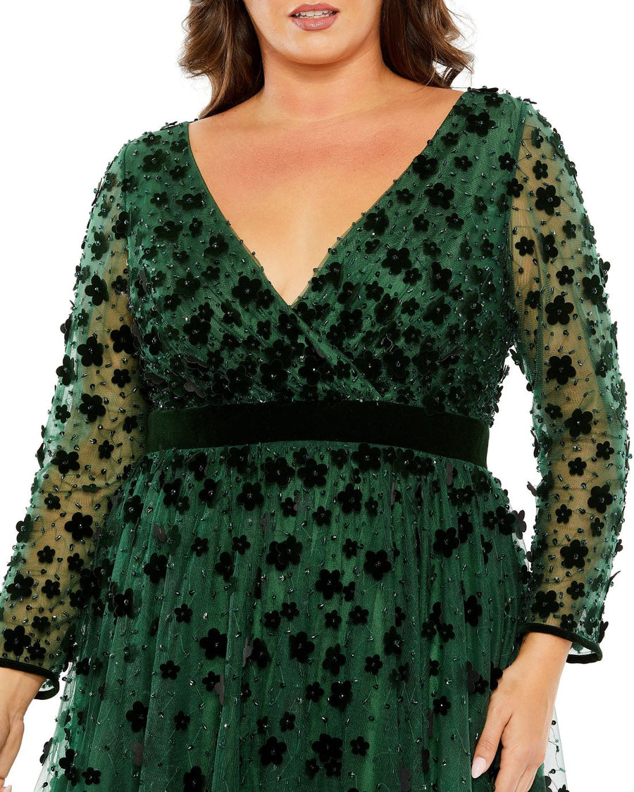 Plus Size Dresses  Long Sleeve Plus Size A Line Formal Gown Emerald