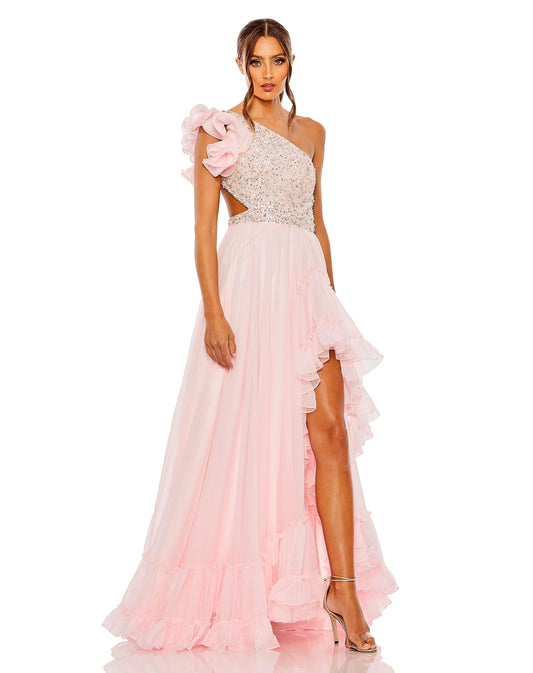 Prom Dresses Long Formal One Shoulder Prom Dress Pink