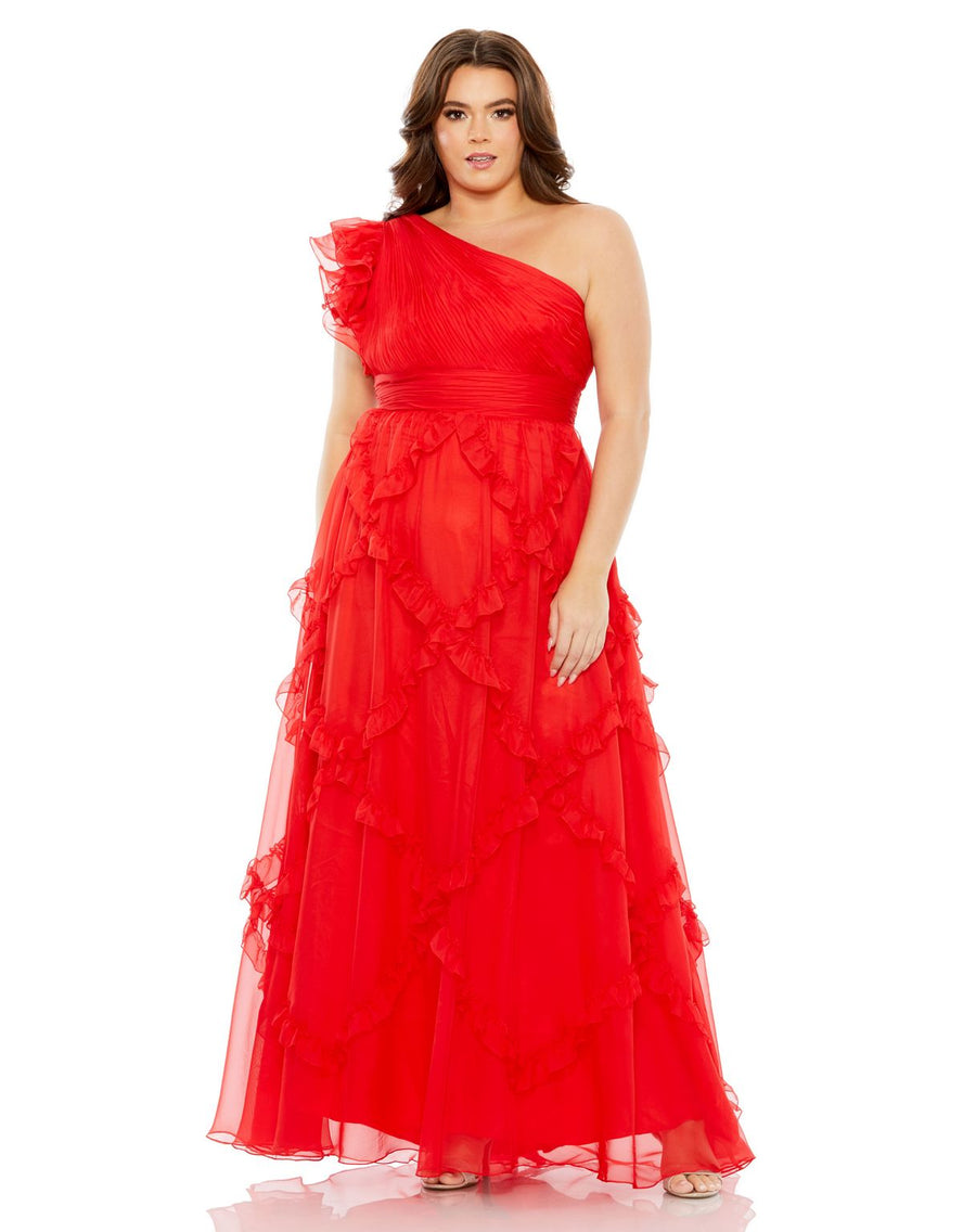 Plus Size Dresses Plus Size Long Formal Ruched Dress Red
