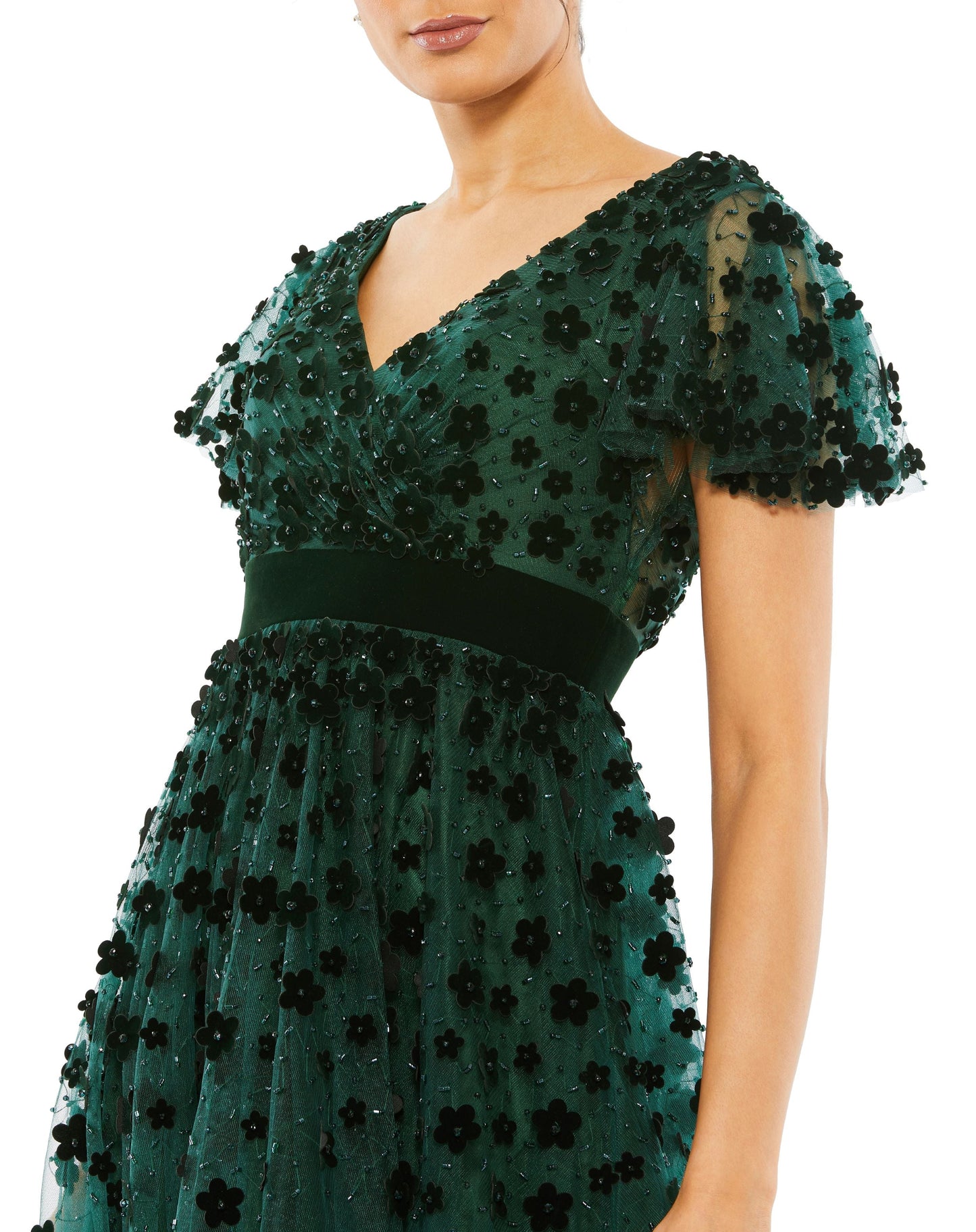 Cocktail Dresses Short Velvet Hem Midi Cocktail Dress Emerald