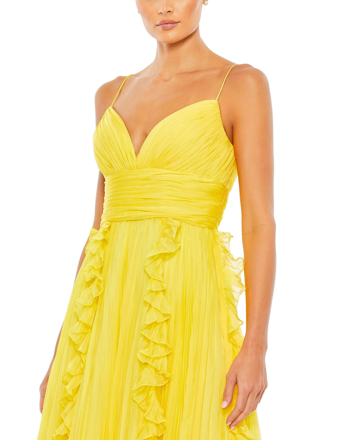 Prom Dresses Long Pleated Formal Prom Ruffle Dress Powder Sunshine