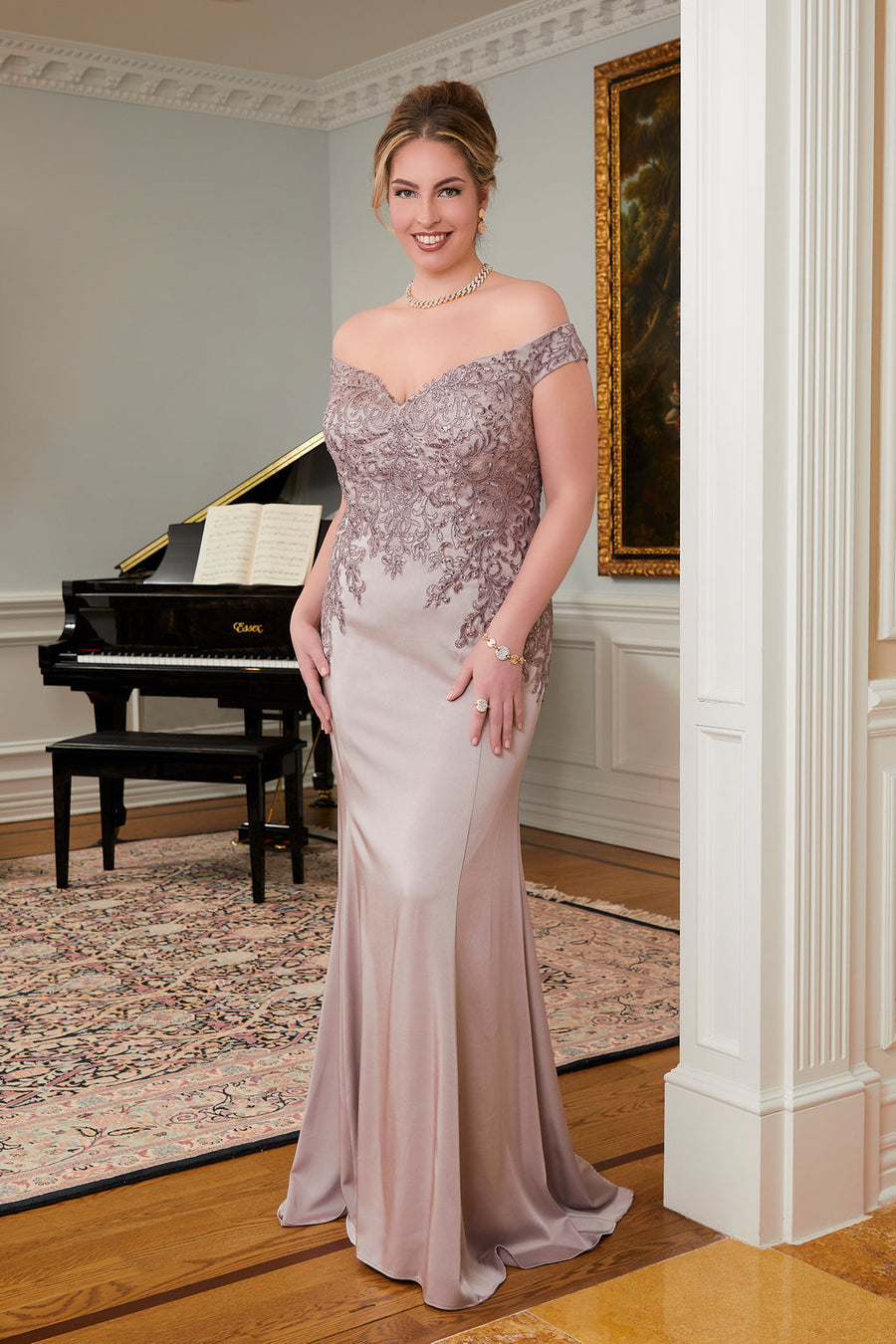 فستان سهرة طويل مكشوف الكتفين من MGNY Madeline Gardner New York 71616