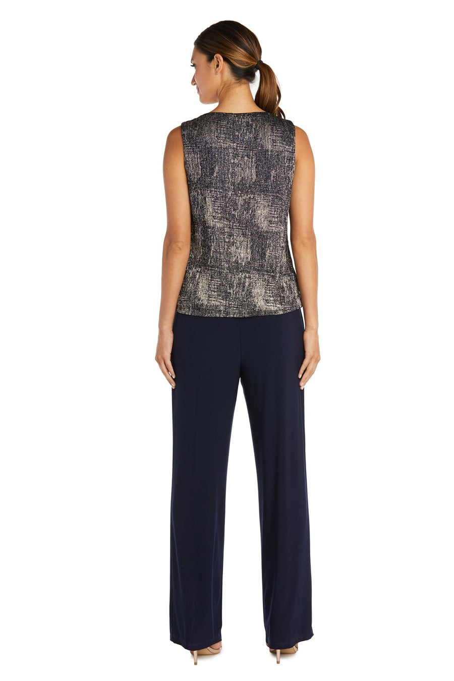 Pant Suit Long Formal Print Petite Pant Suit Navy/Gold