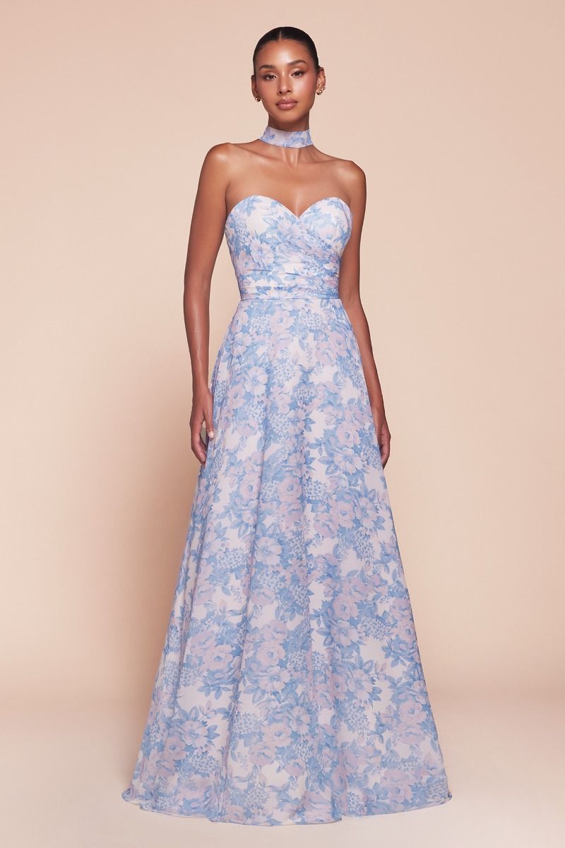 Prom Dresses Long A Line Floral Formal Prom Dress Blue