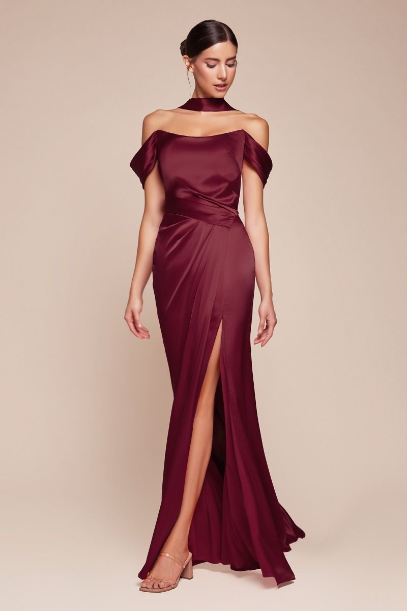 Prom Dresses Long Formal Evening Prom Slit Dress Burgundy