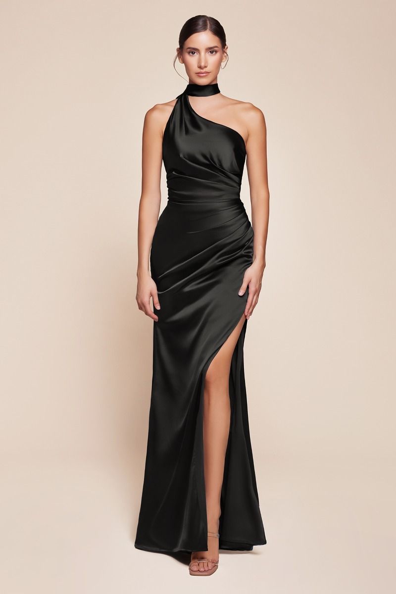 Prom Dresses Fitted Slit Long Formal Evening Gown Black