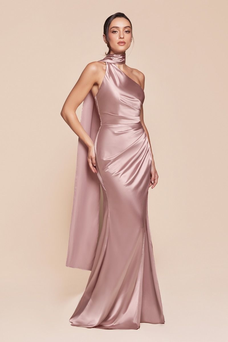Prom Dresses Fitted Slit Long Formal Evening Gown Mauve