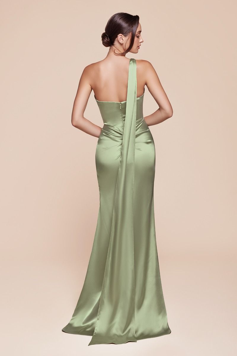 Prom Dresses Fitted Slit Long Formal Evening Gown Sage