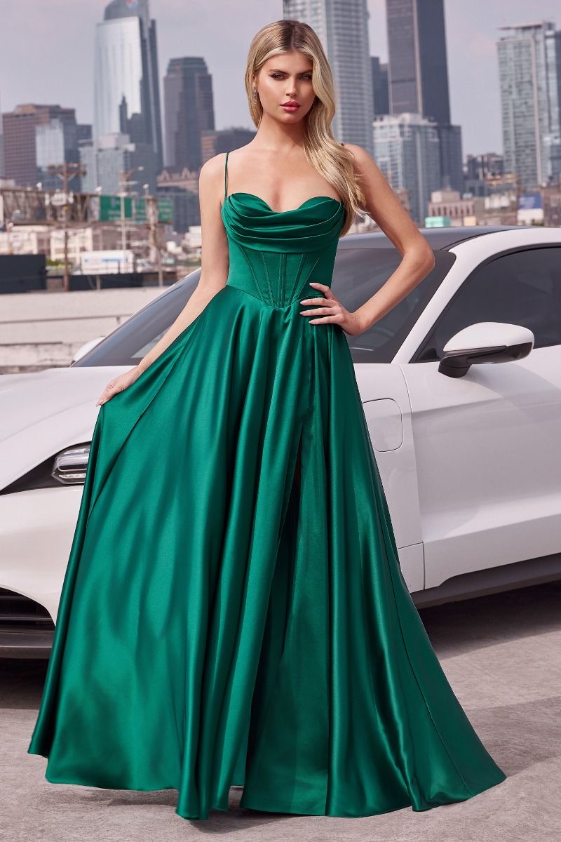 Prom Dresses Prom A Line Long Formal Corset Dress Emerald