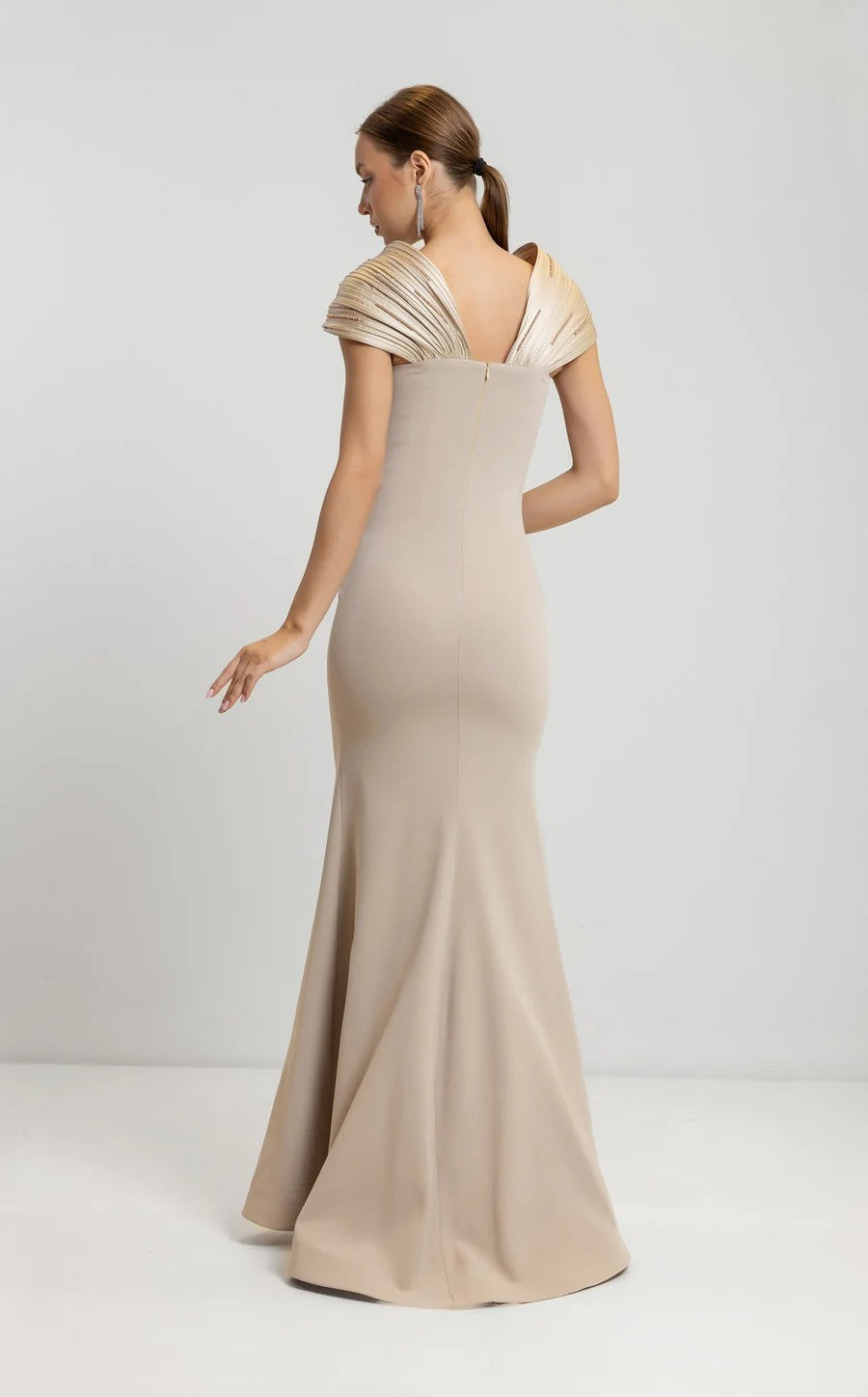 Formal Dresses Long Mermaid Fit Formal Evening Dress Beige