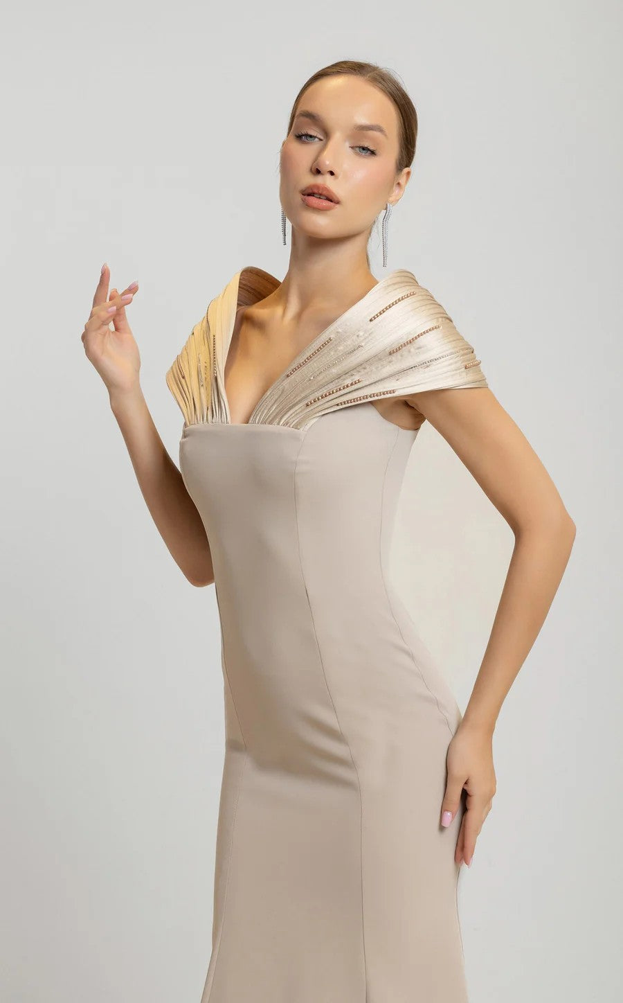 Formal Dresses Long Mermaid Fit Formal Evening Dress Beige