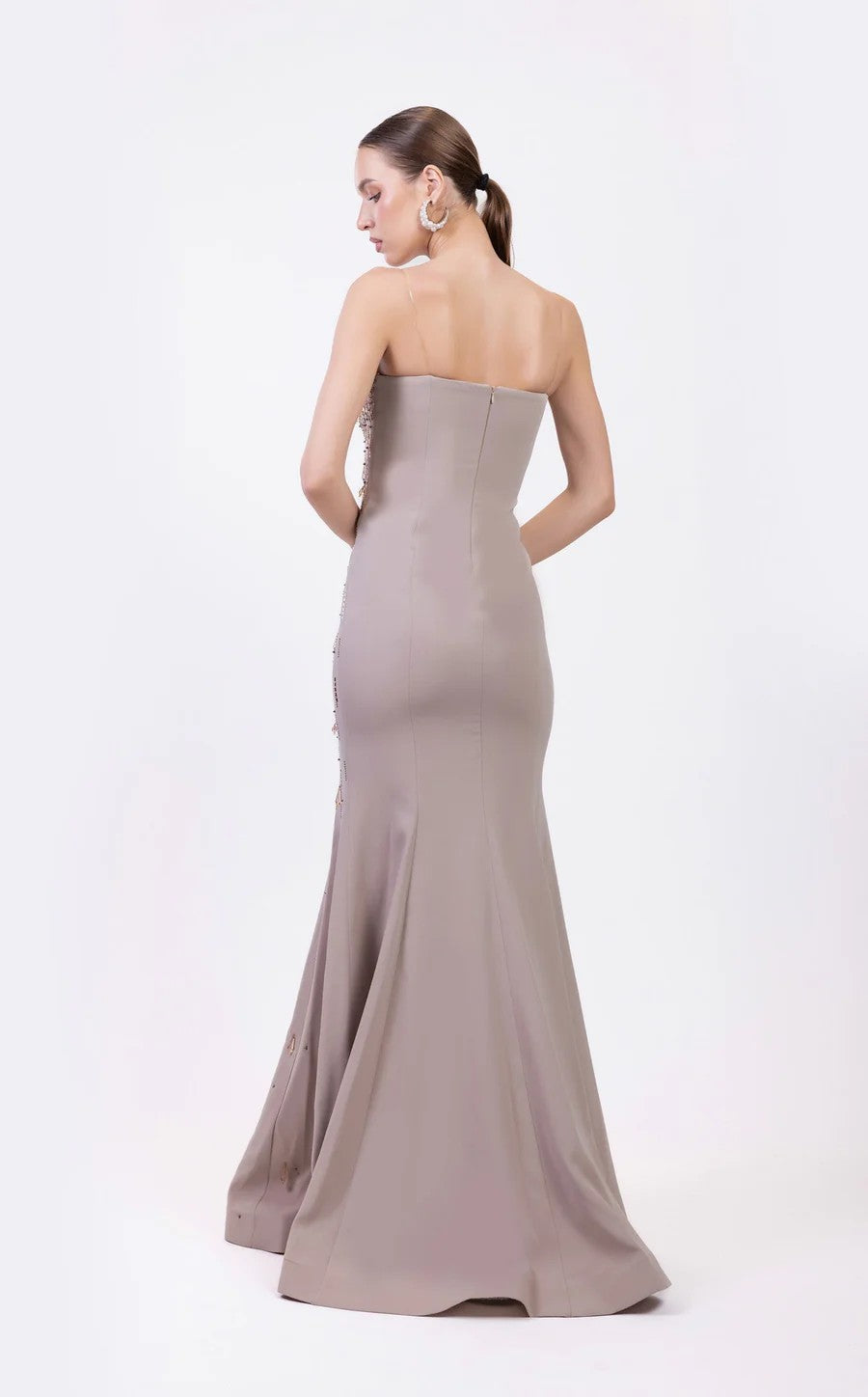 Prom Dresses Long Formal Beaded Evening Prom Dress Beige