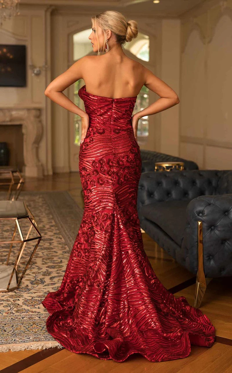 Prom DressesProm Mermaid Long Floral Formal Dress Red