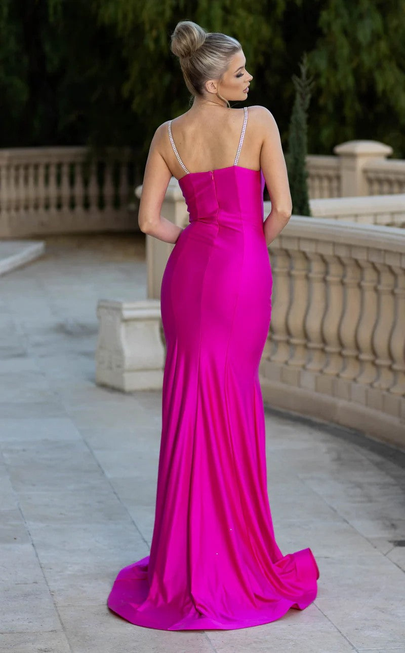 Prom Dresses Prom Beaded Slit Long Formal Dress Fuchsia