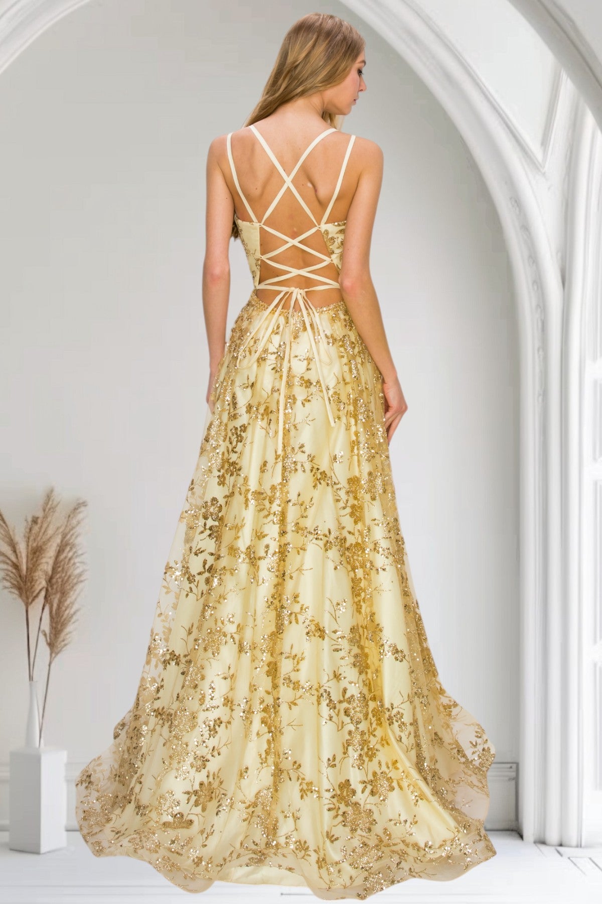 Prom Dresses Prom Long Glitter Print A Line Formal Dress Champagne