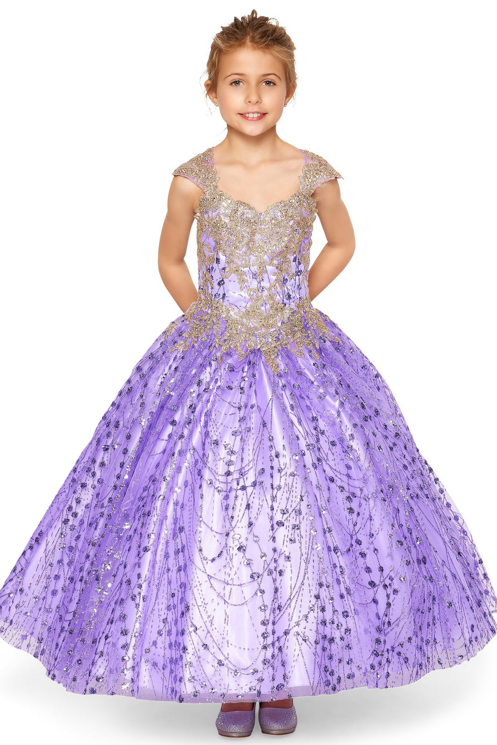 Flower Girl Dresses Flower Girl Beaded Applique Glitter Dress Lilac