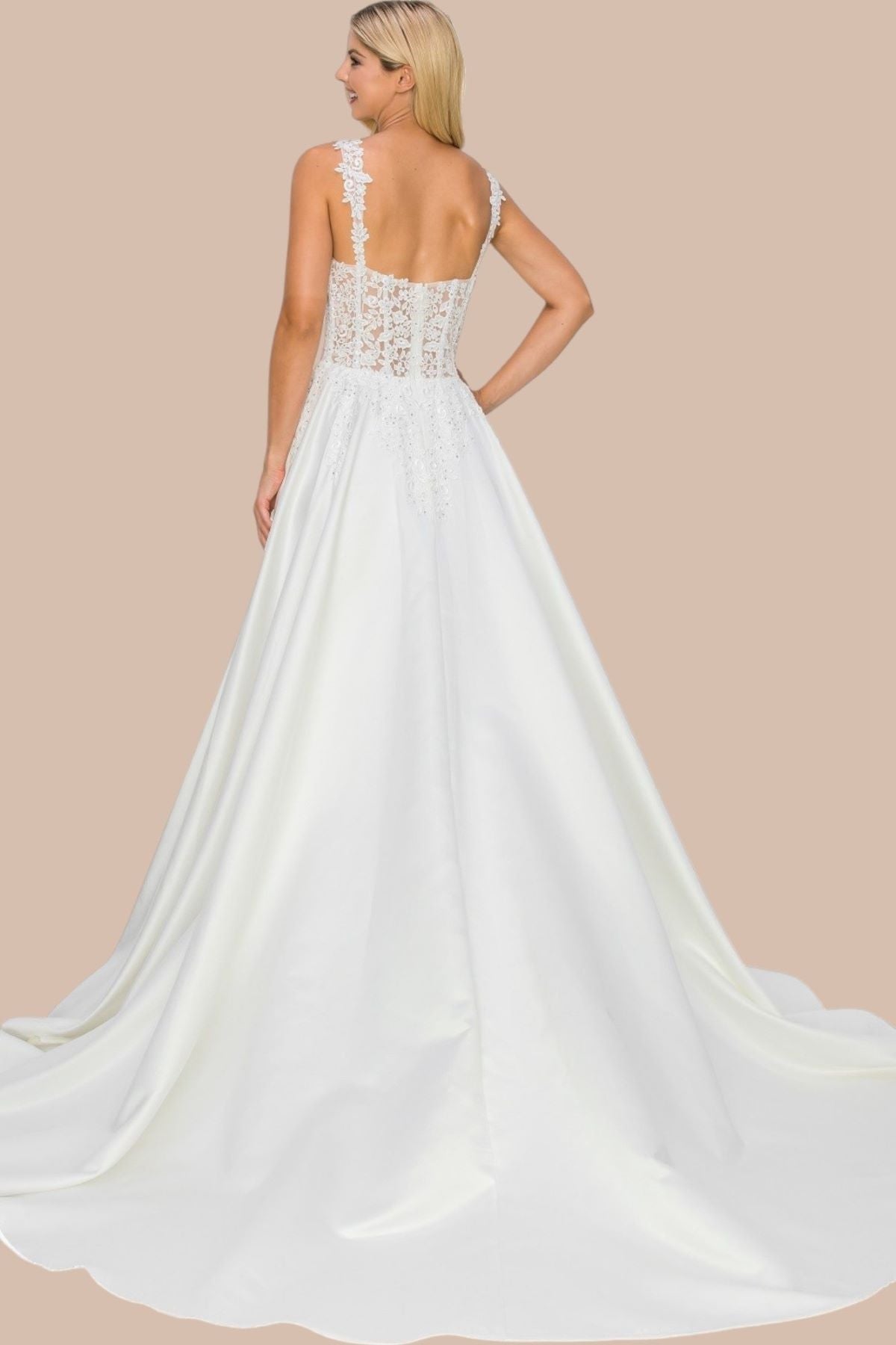 Wedding Dresses Long Bridal A Line Floral Applique Wedding Dress Ivory