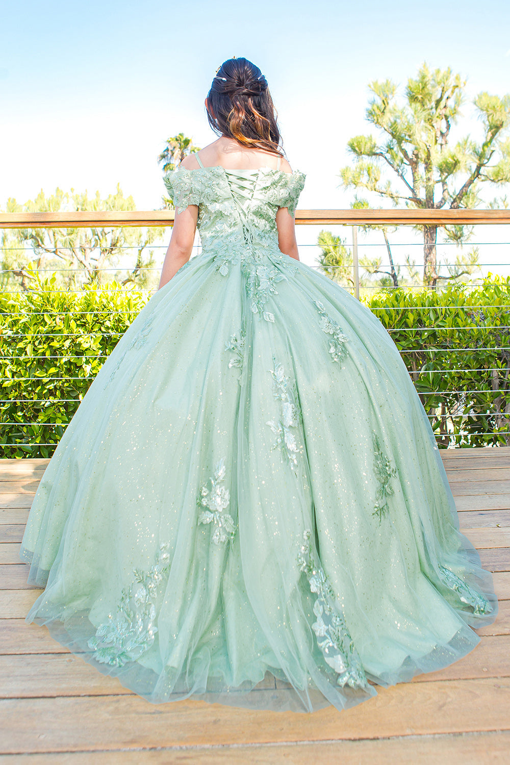 Flower Girl Dresses Flower Girl 3D Floral Applique Sequin Dress Sage