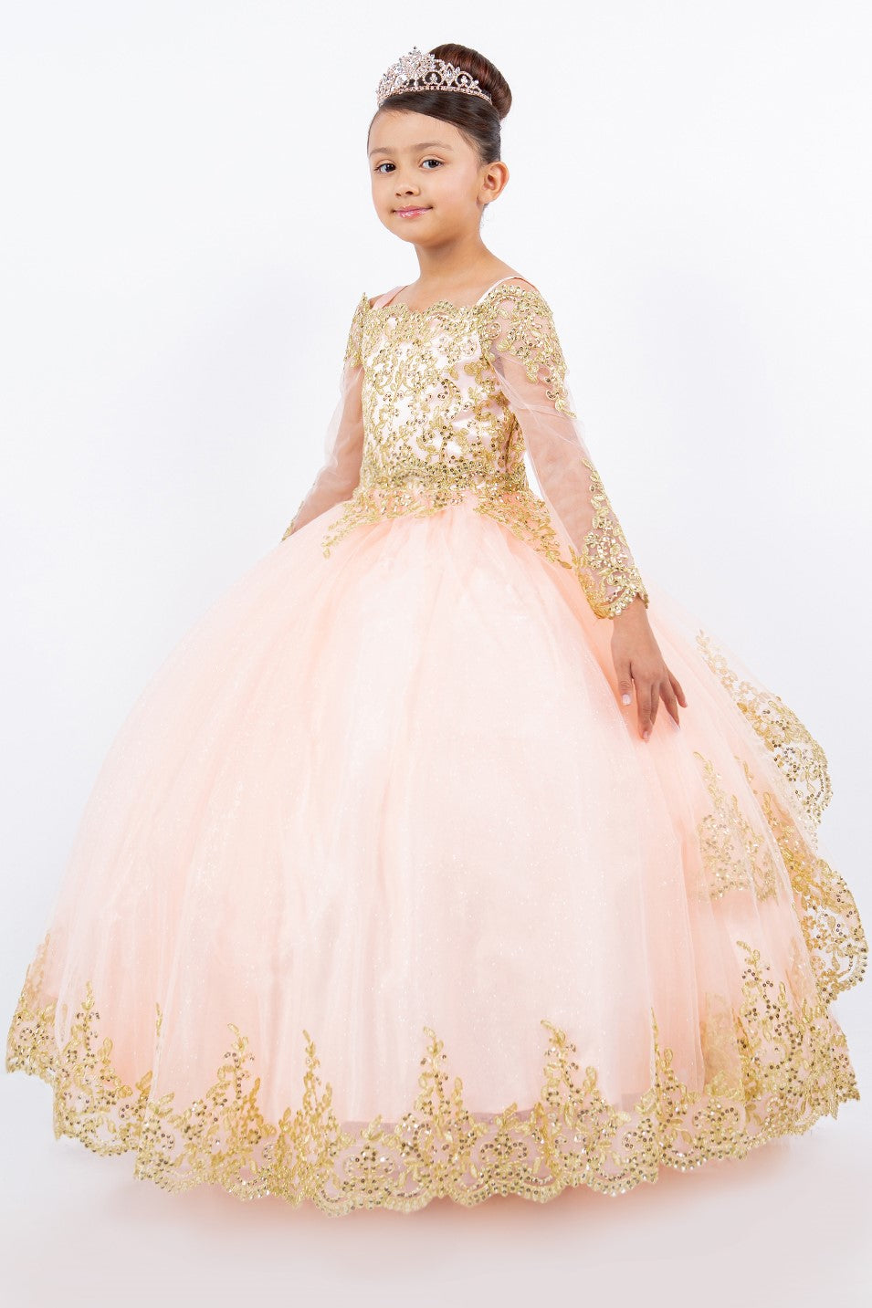 Flower Girl Dresses Glitter Lace Applique Flower Girl Dress Blush