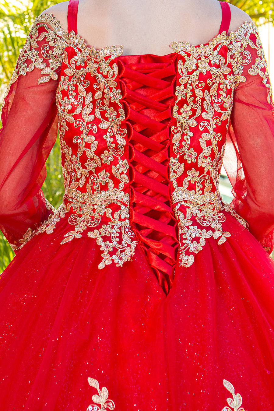 Flower Girl Dresses Glitter Lace Applique Flower Girl Dress Red