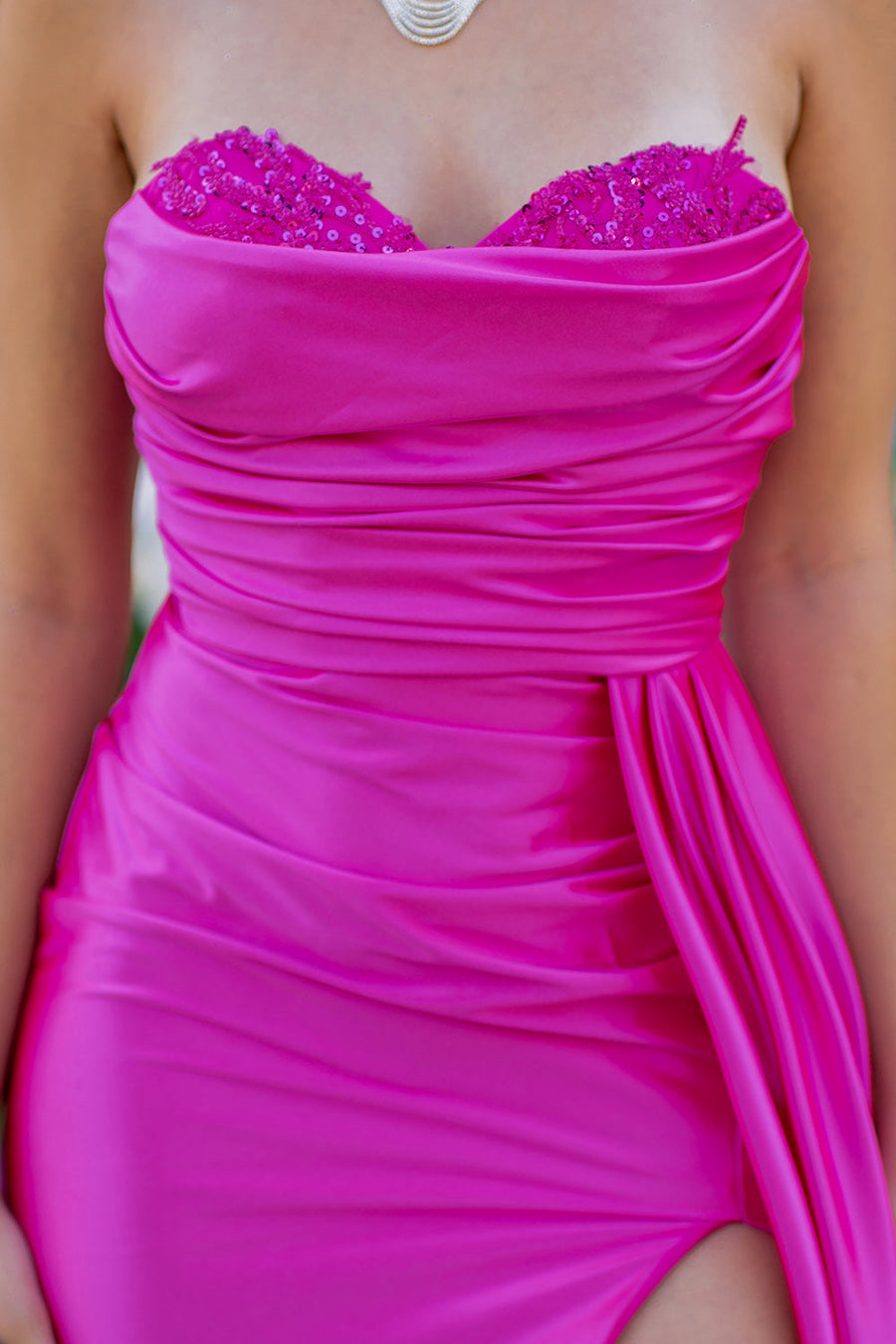 Prom Dresses Long Formal Fitted Beaded Prom Dress Fuchsia
