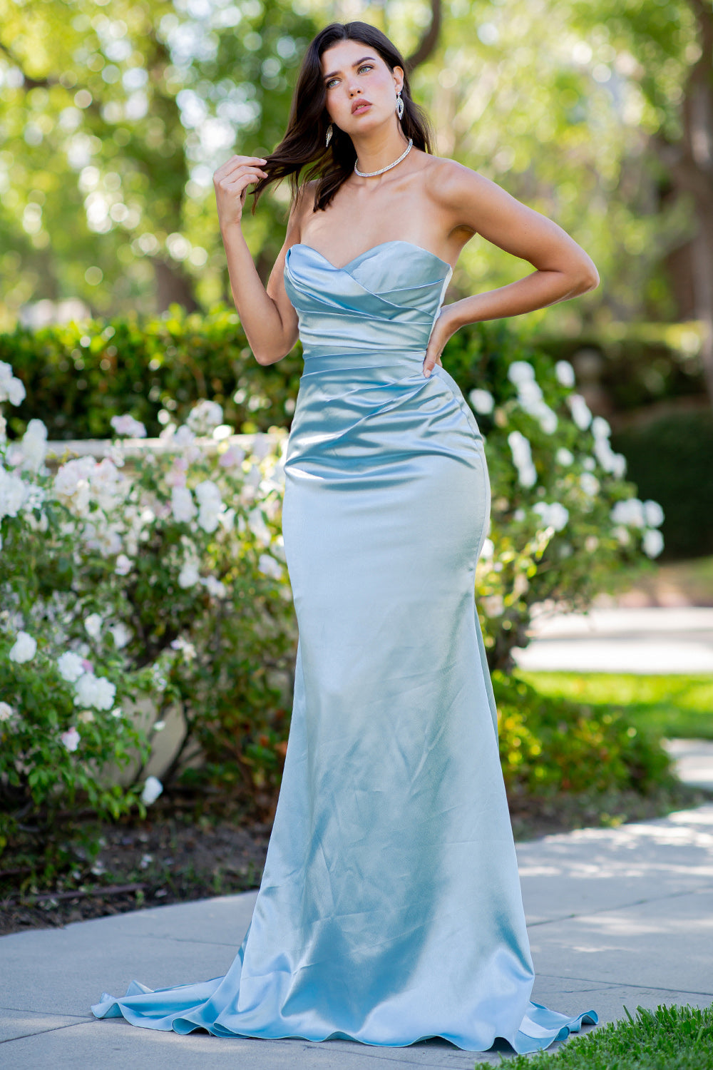 Prom DressesProm Long Formal Pleated Mermaid Dress Blue
