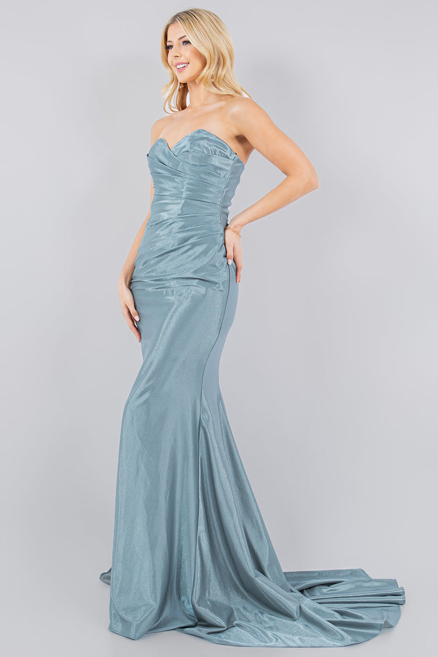 Prom DressesProm Long Formal Pleated Mermaid Dress Sage