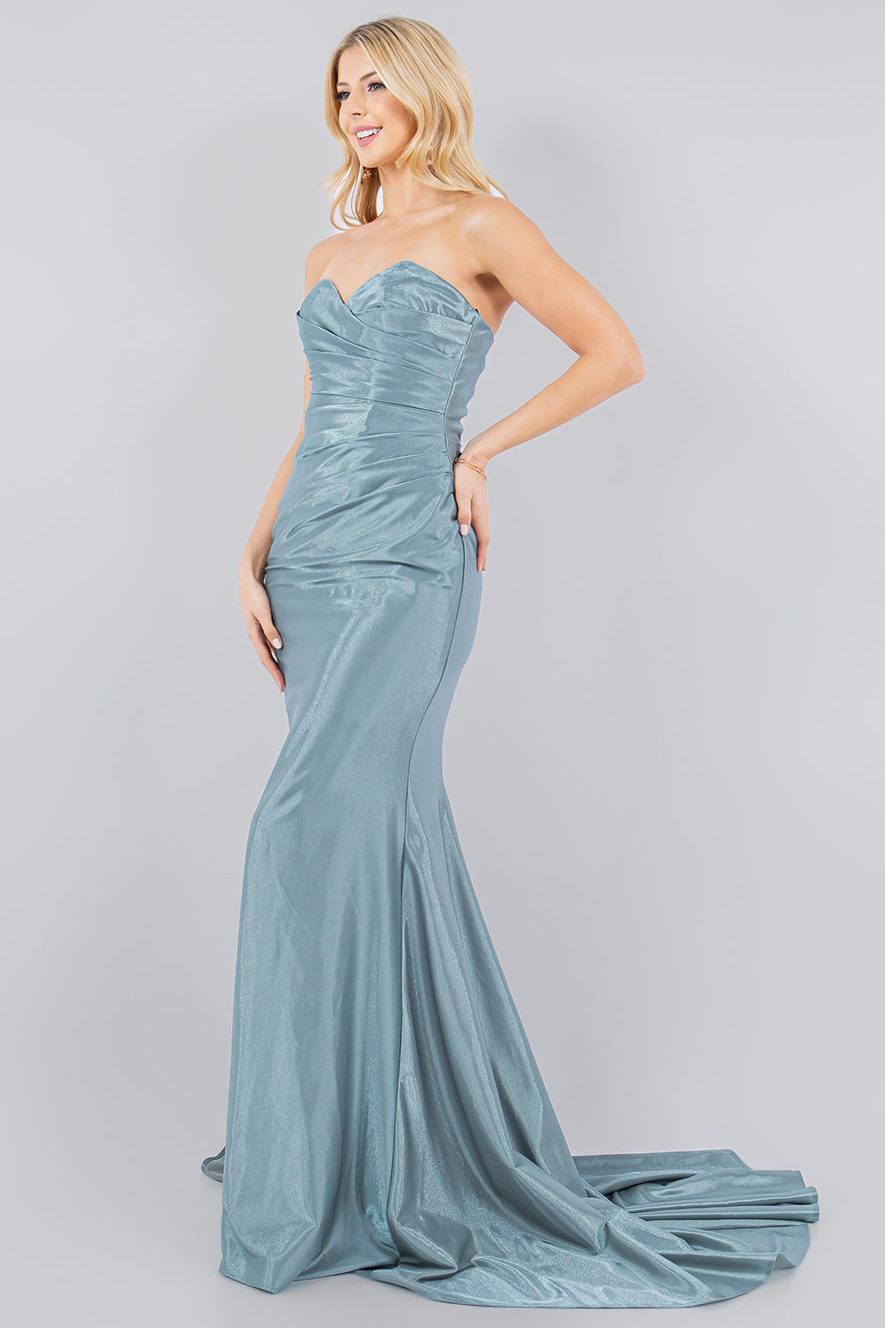 Prom DressesProm Long Formal Pleated Mermaid Dress Sage