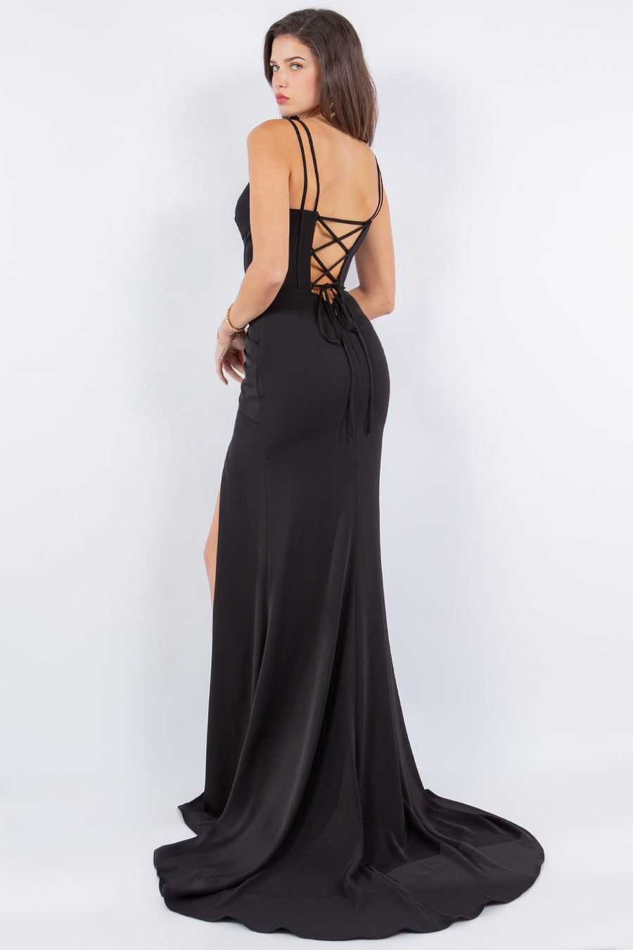 Prom Dresses Fitted Long Formal Corset Prom Dress Black
