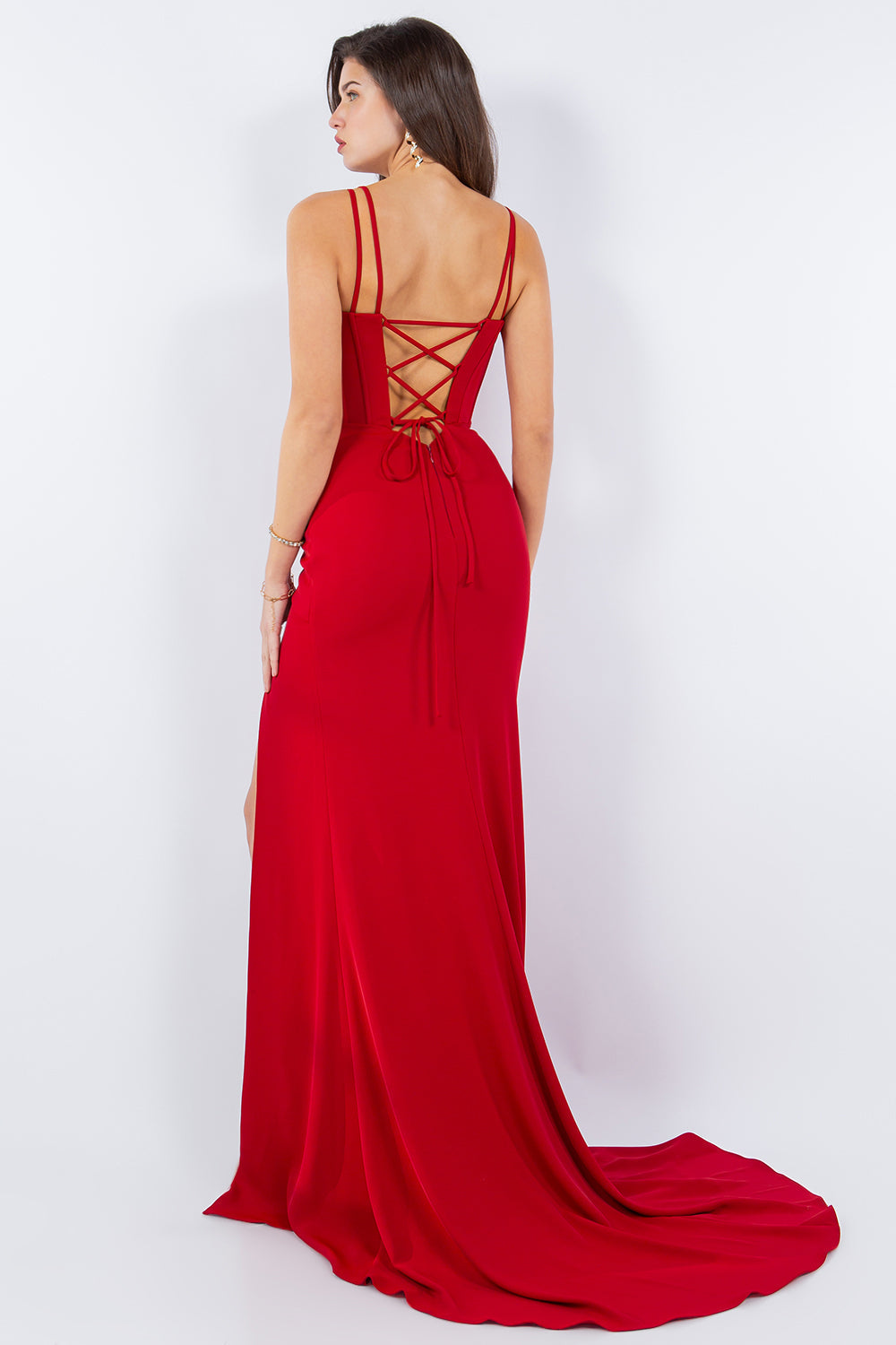 Prom Dresses Fitted Long Formal Corset Prom Dress Red