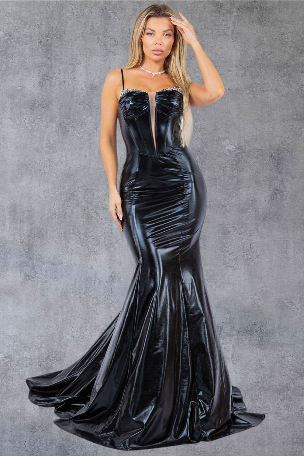 Prom Dresses Long Formal Metallic Mermaid Prom Dress Black
