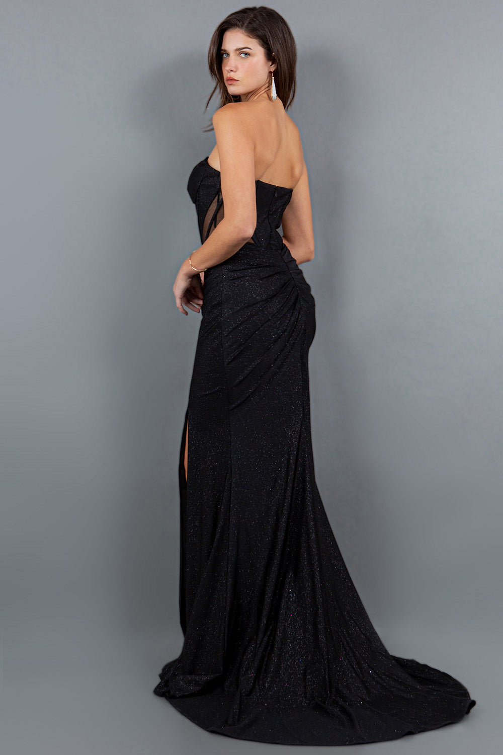 Prom Dresses Long Formal Slit Glitter Prom Dress Black