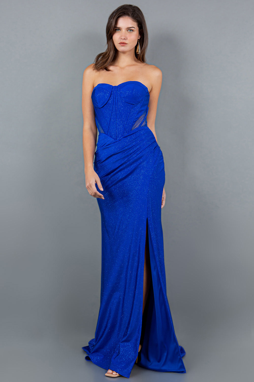 Prom Dresses Long Formal Slit Glitter Prom Dress Royal