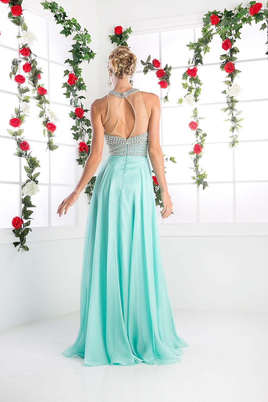 Prom Dresses Long Beaded A Line Formal Evening Dress Mint