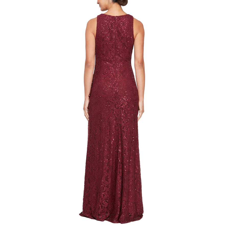 Formal Dresses Long Sleeveless Formal Lace Dress Wine