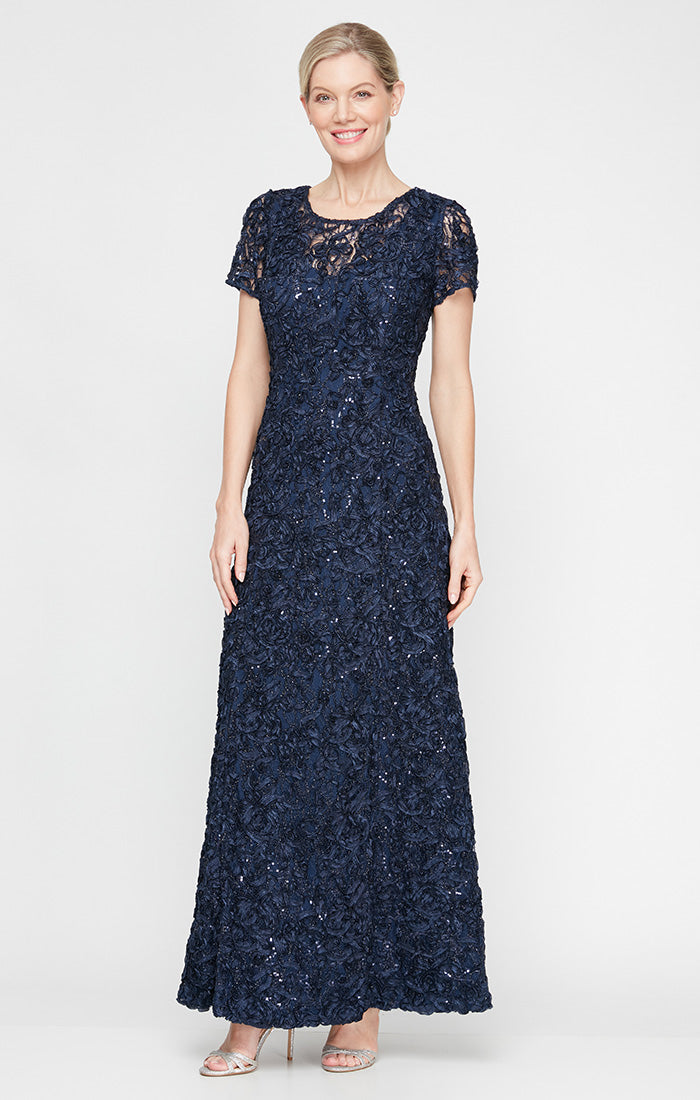 Mother of the Bride Dresses A Line Long Formal Lace Sequin Mother of the Bride Dress Navy