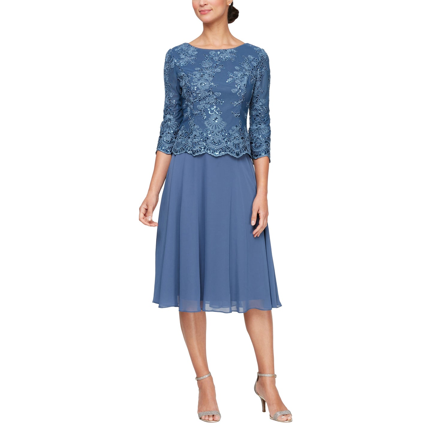 Mother of the Bride Dresses Short Mother of the Bride Tea Length Dress Vintage Blue