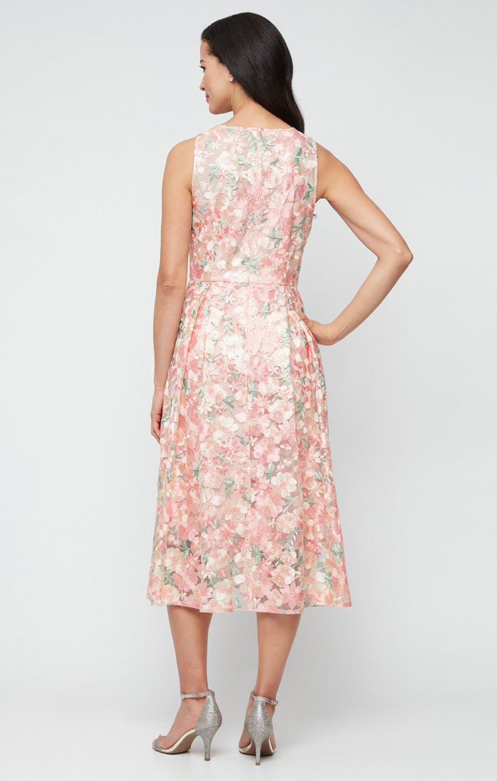 Cocktail Dresses Short Cocktail A Line Midi Length Dress Peach Multi