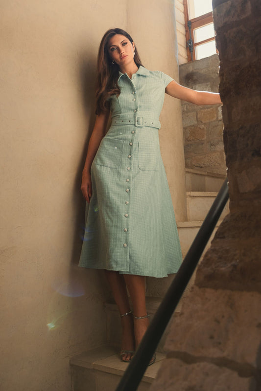 Cocktail Dresses Short A Line Midi Length Cocktail Dress Seafoam